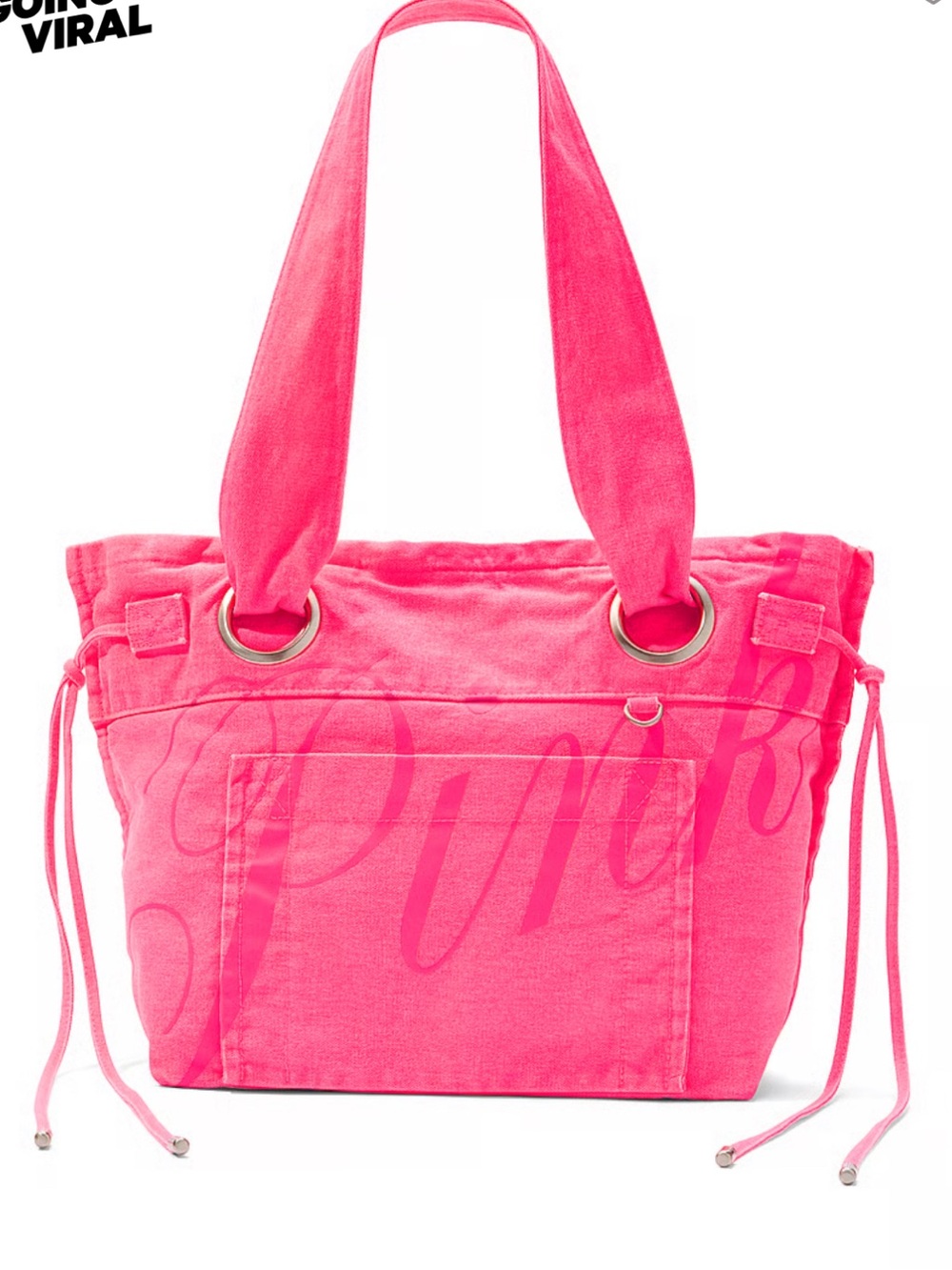 Victoria's Secret Pink Canvas Flat-Bottom Tote Bag